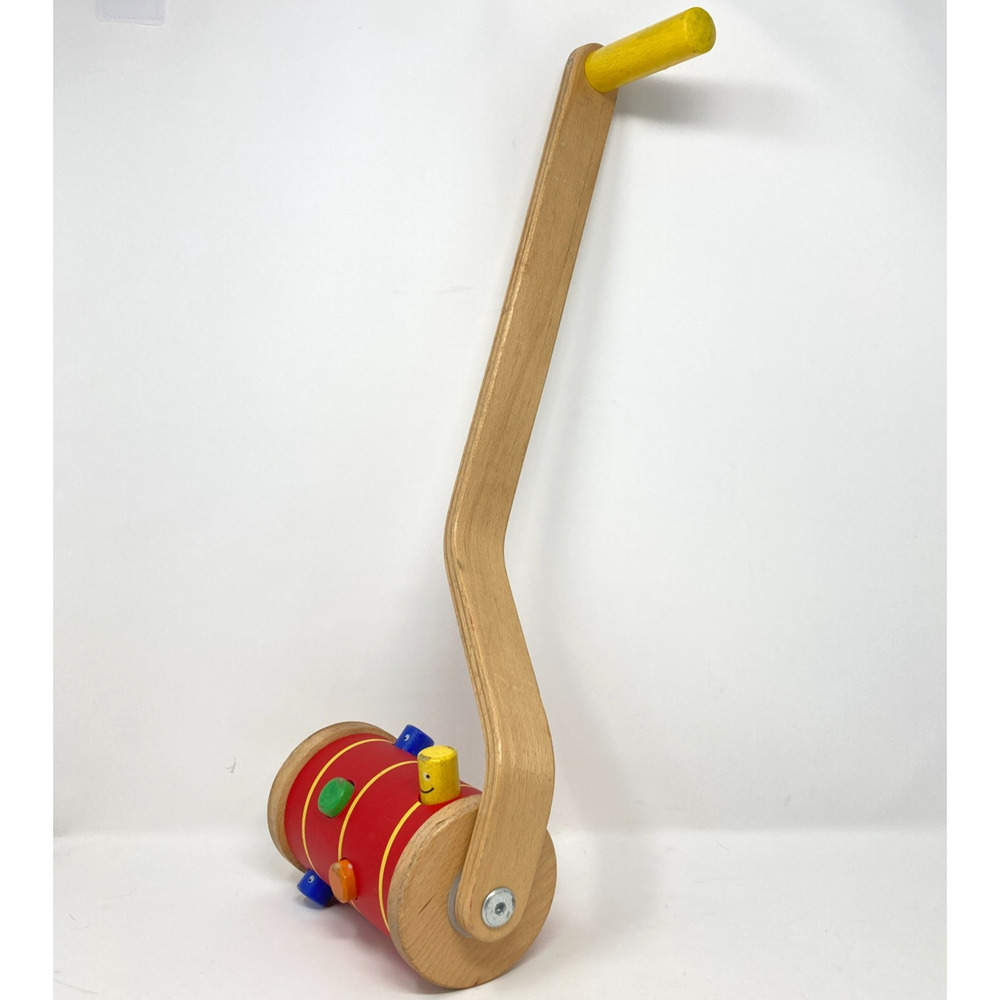 Vintage Wooden Push/Pull Popper Toddler Toy Colorful Peg Roller Montessori